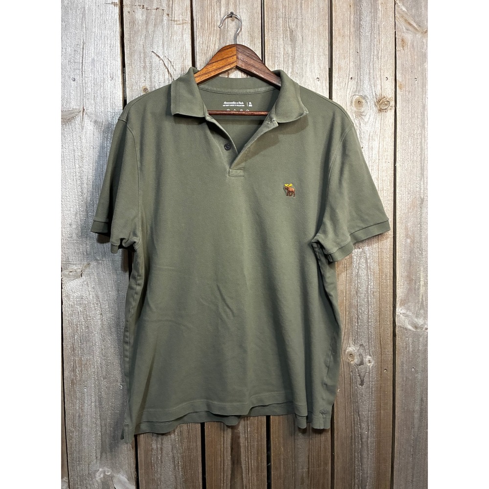 Abercrombie & Fitch Mens XL Olive Green Dont Sweat It Stretch Polo Shirt